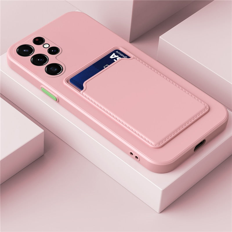 Card Holder Samsung Case - Exoticase - For S24 Ultra / Pink