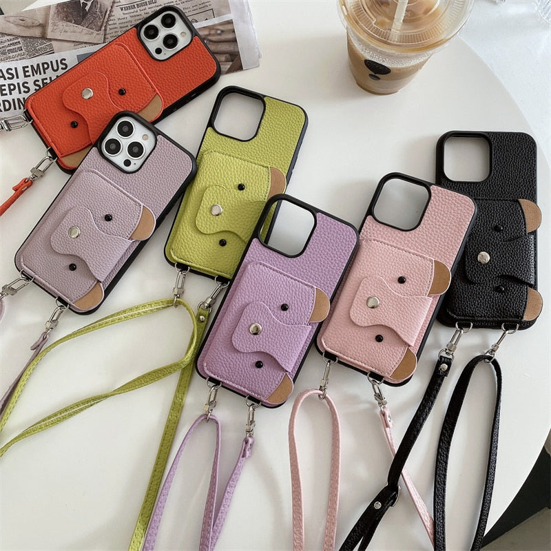 Cute Bear Leather Wallet iPhone Case-Exoticase-