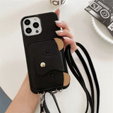 Cute Bear Leather Wallet iPhone Case-Exoticase-For iPhone 14 Pro Max-Black-