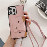 Cute Bear Leather Wallet iPhone Case-Exoticase-For iPhone 14 Pro Max-Pink-