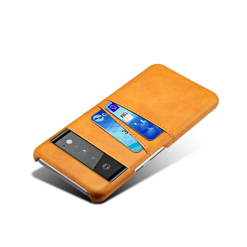 Dual Card Slots Google Pixel Wallet Case-Exoticase-For Pixel 7 Pro-Orange-