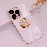 Electroplated Apple iPhone Case With Ring Holder - Exoticase - For iPhone 14 Pro Max / Light Purple