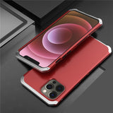 ElementBox Metal Armor Apple iPhone Case-Exoticase-For iPhone 15 Pro Max-Red Silver-