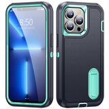 Heavy Duty Defender Apple iPhone Case - Exoticase - For iPhone 15 Pro Max / Black-Cyan