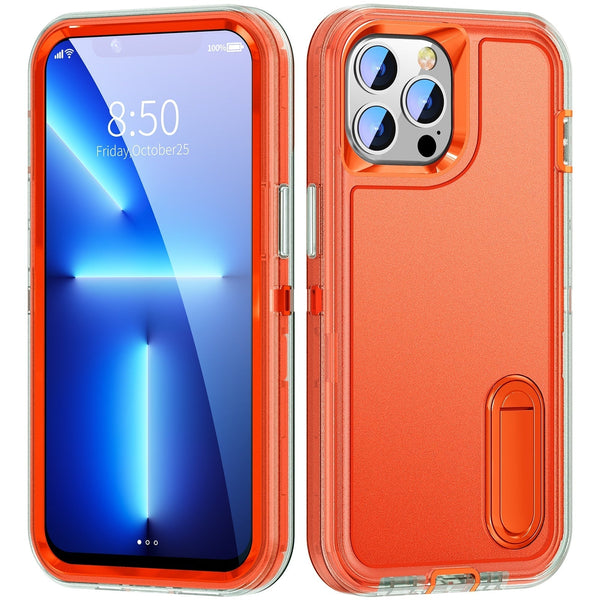 Heavy Duty Defender Apple iPhone Case - Exoticase - For iPhone 15 Pro Max / Clear-Orange