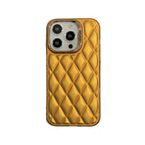 Lattice Quilt Plated Apple iPhone Case-Exoticase-For iPhone 15 Pro Max-Yellow-