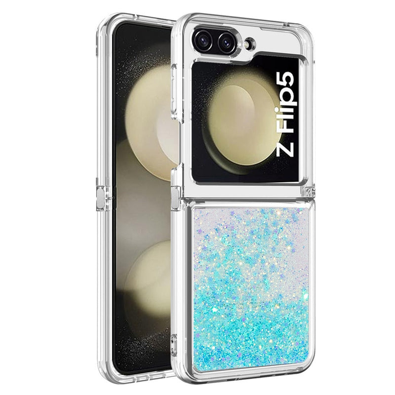 Liquid Glitter Quicksand Case For Samsung Galaxy Z Flip-Exoticase-for Samsung Z Flip 5-Sky Blue-