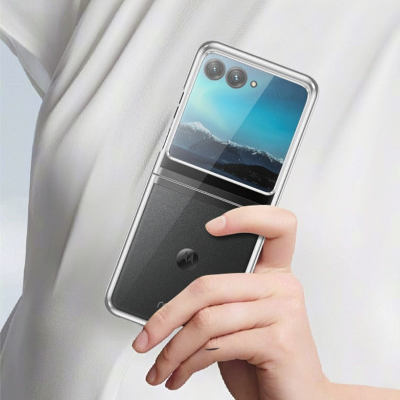 Motorola Razr+ Plated Sides Transparent Back Case-Exoticase-