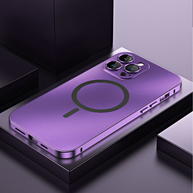 PerfectFit Snap Lock Aluminum iPhone Case - Exoticase - For iPhone 14 Pro Max / Purple MagSafe
