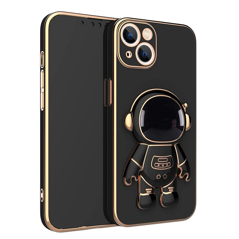Plated Astronaut Stand iPhone Case-Exoticase-For iPhone 12 Mini-Black-Exoticase
