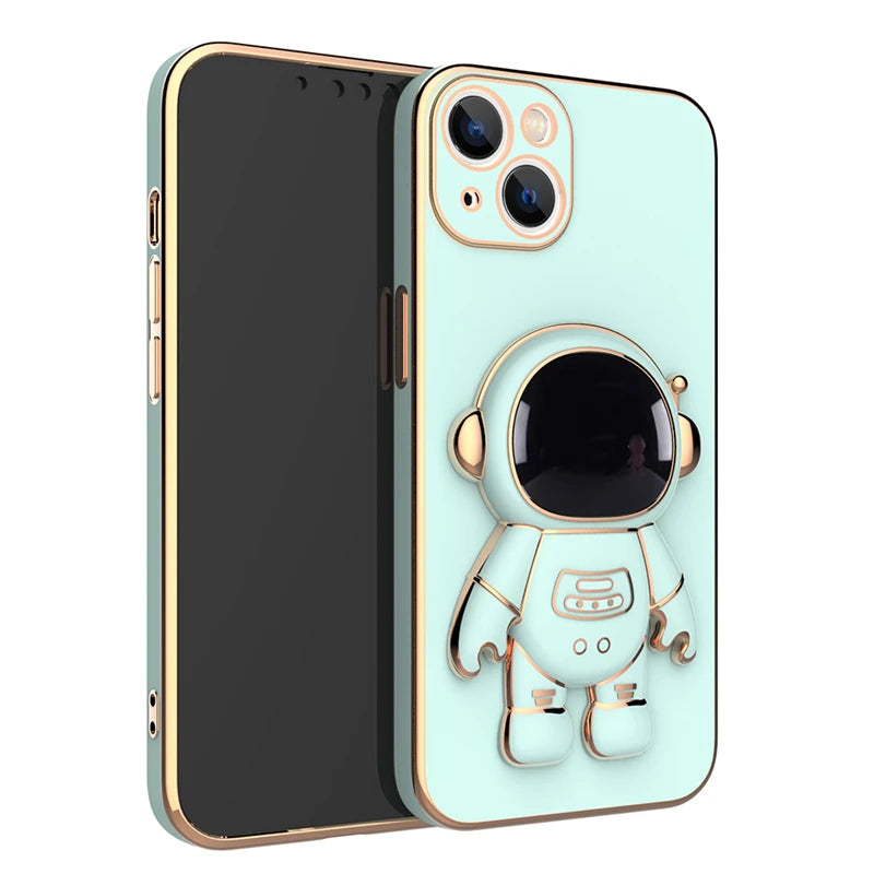 Plated Astronaut Stand iPhone Case-Exoticase-For iPhone 12 Mini-Mint Green-Exoticase