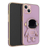 Plated Astronaut Stand iPhone Case-Exoticase-For iPhone 14 Pro Max-Purple-Exoticase