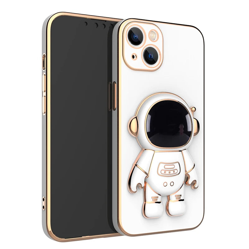 Plated Astronaut Stand iPhone Case-Exoticase-For iPhone 12 Mini-White-Exoticase