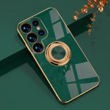 Plated Samsung Galaxy Case With Ring Holder-Exoticase-For Samsung Galaxy S23 Ultra-Dark Green-