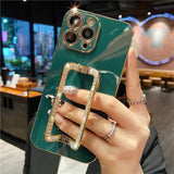 Rhinestone Crystal Holder iPhone Case-Exoticase-For iPhone 13 Pro Max-Dark Green-