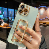 Rhinestone Crystal Holder iPhone Case-Exoticase-For iPhone 13 Pro Max-Mint Green-