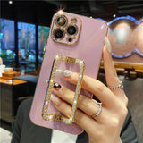 Rhinestone Crystal Holder iPhone Case-Exoticase-For iPhone 13 Pro Max-Purple-