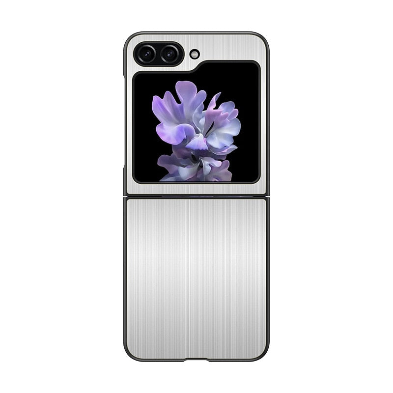 Stainless Steel Pattern Samsung Z Flip Case-Exoticase-For Galaxy Z Flip 5-Silver-
