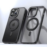 Strong Magnetic Rotatable Metal Bracket iPhone Case-Exoticase-For iPhone 15 Pro Max-Black-