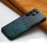 Two-tone Genuine Leather Samsung Case-Exoticase-For Samsung S23 Ultra-Blue-