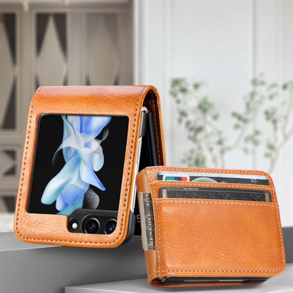 Wallet Samsung Z Flip Case, For Samsung Z Flip 3 / Auburn Wallet Samsung Z Flip Case, For Samsung Z Flip 3 / Auburn