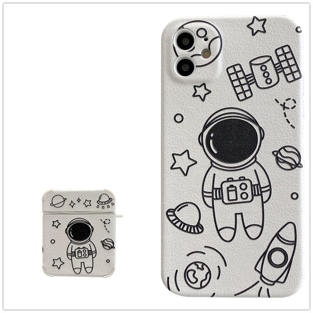 Astronaut iPhone and AirPods Combo-Exoticase-For iPhone 12 Pro Max-B-With Airpods 1 2