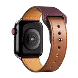 Leather Bands for New Apple Watch Series-Exoticase-Wine Brown with Silver Metal End-38mm 40mm 41mm-
