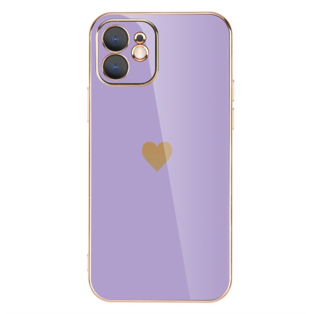 Plated Heart iPhone case with various heart designs on the side-Exoticase-For iPhone 13 Pro Max-Purple-