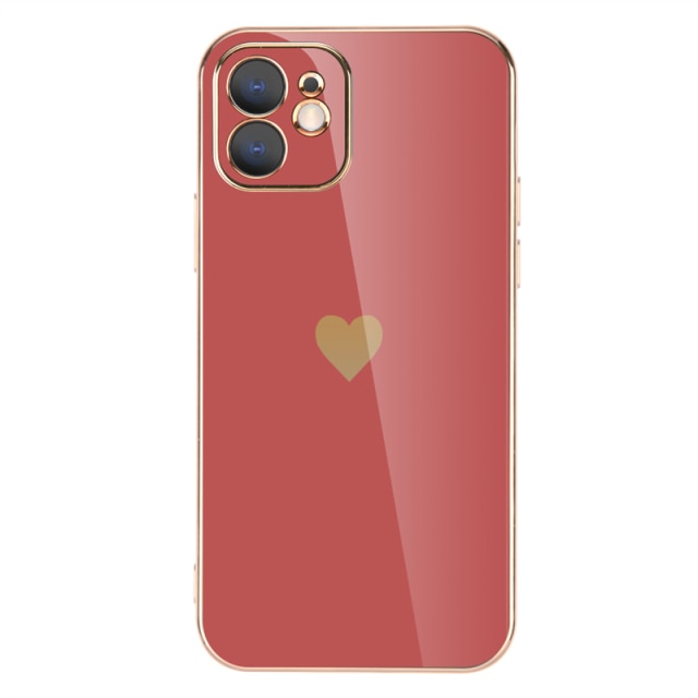 Plated Heart iPhone case with various heart designs on the side-Exoticase-For iPhone 13 Pro Max-Red-