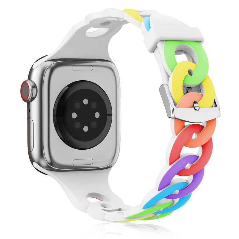 Silicone Apple Watch Gourmette Bands-Exoticase-Colorful-38mm 40mm 41mm-