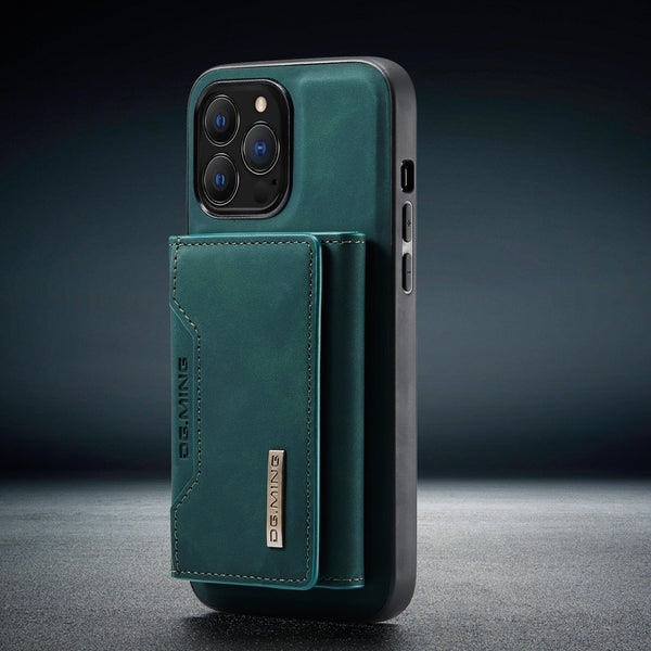 2 In 1 Detachable Magnetic Leather iPhone Case - Exoticase - For iPhone 15 Pro Max / Blue Green