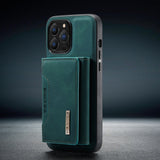 2 In 1 Detachable Magnetic Leather iPhone Case - Exoticase - For iPhone 15 Pro Max / Blue Green