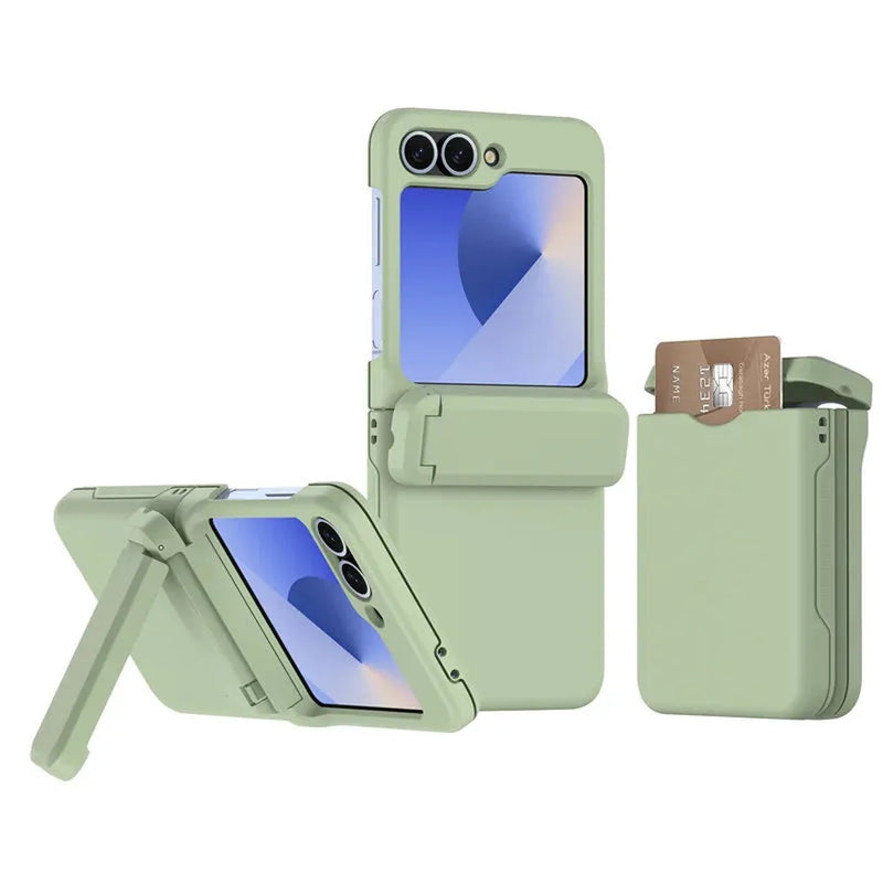 2 in 1 Wallet Bracket Samsung Z Flip Case-Exoticase-Green-For Galaxy Z Flip 6-Exoticase