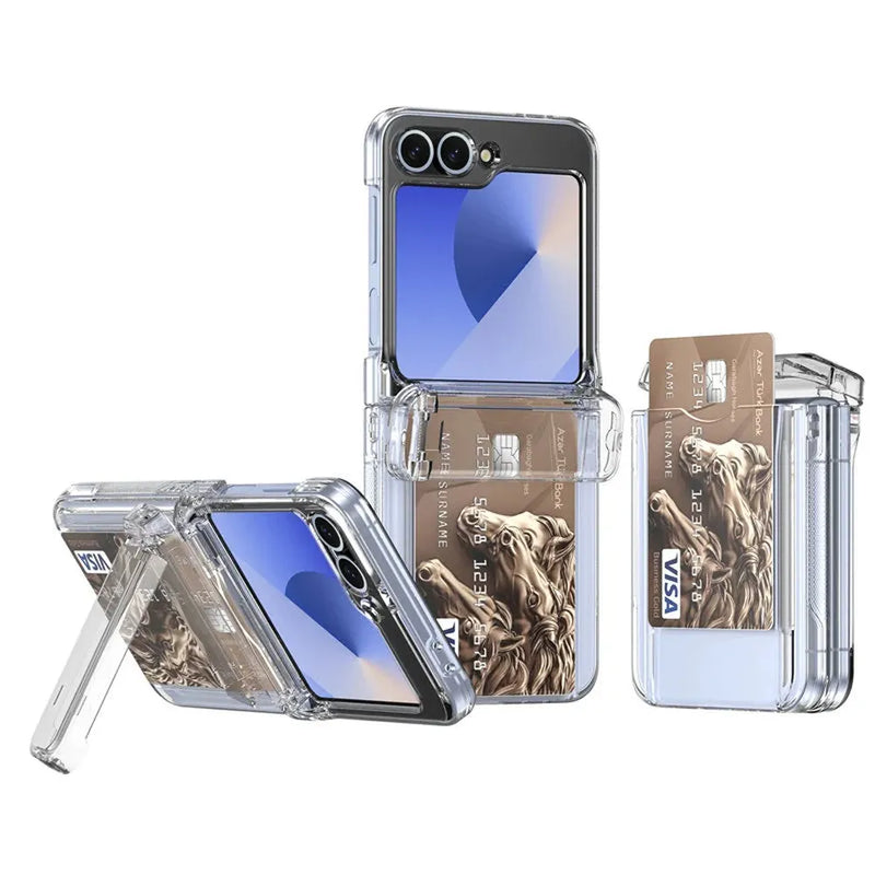 2 in 1 Wallet Bracket Samsung Z Flip Case-Exoticase-Transparent-For Galaxy Z Flip 6-Exoticase