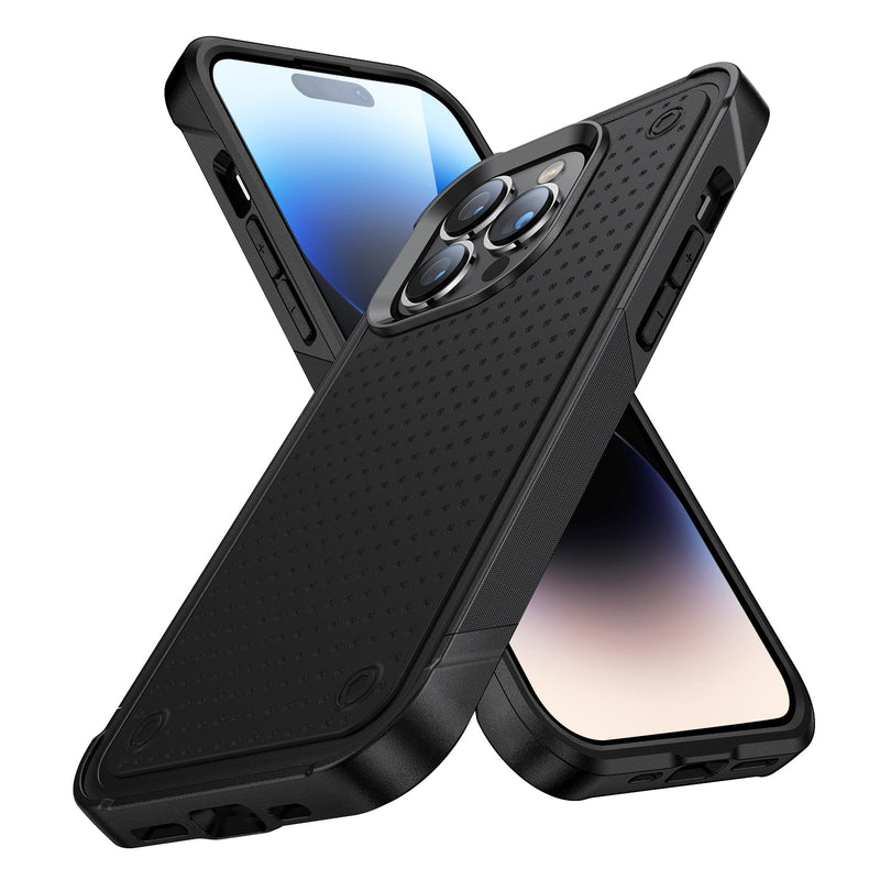 360° Protection Rugged Armor Shockproof iPhone Case-Exoticase-For iPhone 14 Pro Max-Black-Black-