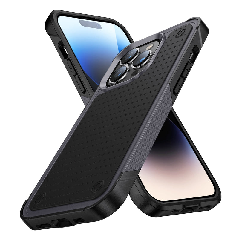 360° Protection Rugged Armor Shockproof iPhone Case-Exoticase-For iPhone 14 Pro Max-Gray-Black-