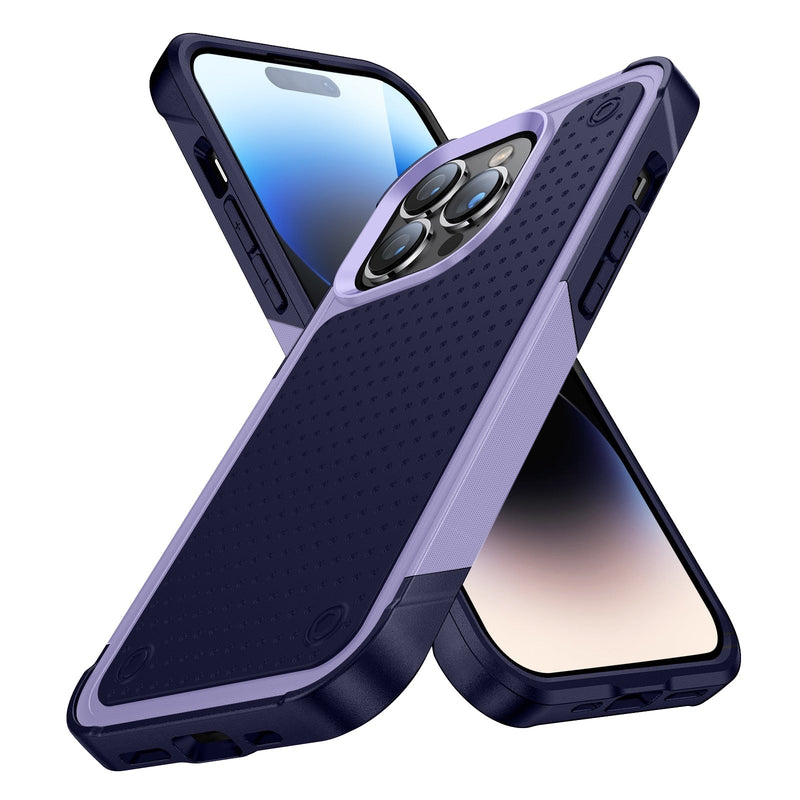 360° Protection Rugged Armor Shockproof iPhone Case-Exoticase-For iPhone 14 Pro Max-Purple-Blue-