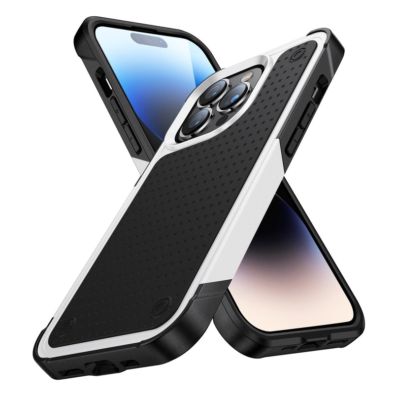 360° Protection Rugged Armor Shockproof iPhone Case-Exoticase-For iPhone 14 Pro Max-White-Black-