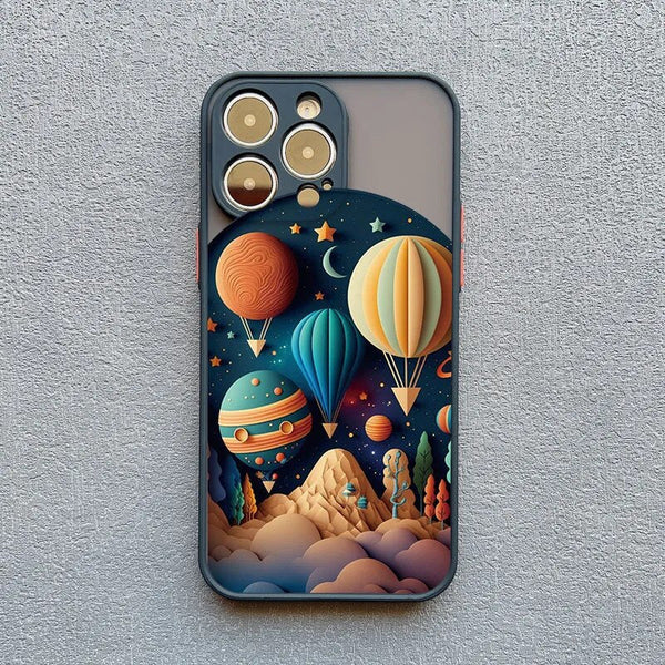 3D Effect Landscape Apple iPhone Case - Exoticase - for iPhone 15 Pro Max / Black Balloons