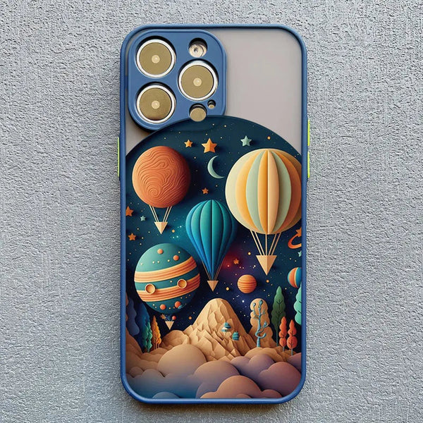 3D Effect Landscape Apple iPhone Case - Exoticase - for iPhone 15 Pro Max / Blue Balloons