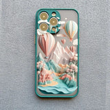 3D Effect Landscape Apple iPhone Case - Exoticase - for iPhone 15 Pro Max / Green Balloons