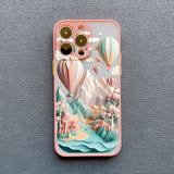 3D Effect Landscape Apple iPhone Case - Exoticase - for iPhone 15 Pro Max / Pink Balloons