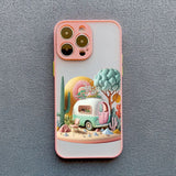 3D Effect Landscape Apple iPhone Case - Exoticase - for iPhone 15 Pro Max / Pink Camping