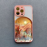 3D Effect Landscape Apple iPhone Case - Exoticase - for iPhone 15 Pro Max / Pink Landscape 1