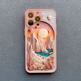 3D Effect Landscape Apple iPhone Case - Exoticase - for iPhone 15 Pro Max / Pink Landscape 2