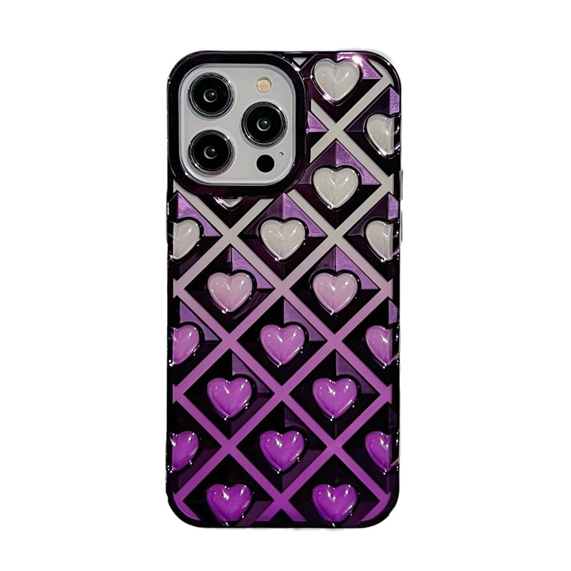 3D Hearts Gradient iPhone Case-Exoticase-