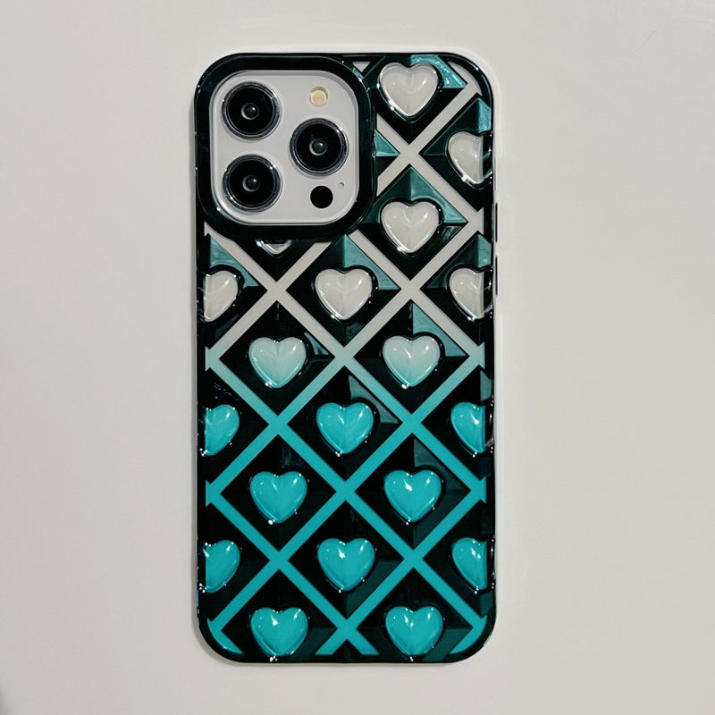 3D Hearts Gradient iPhone Case-Exoticase-