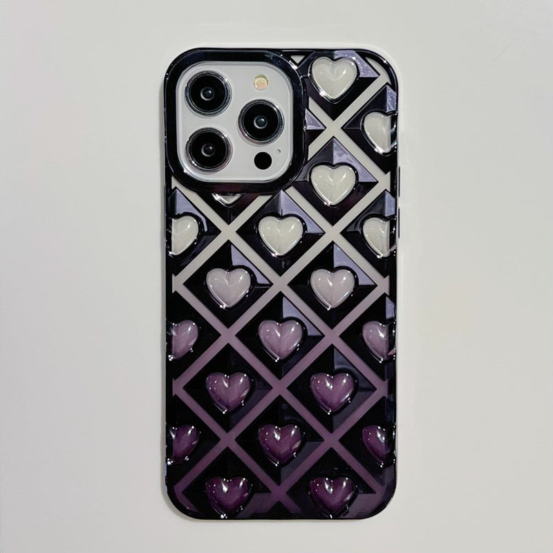 3D Hearts Gradient iPhone Case-Exoticase-
