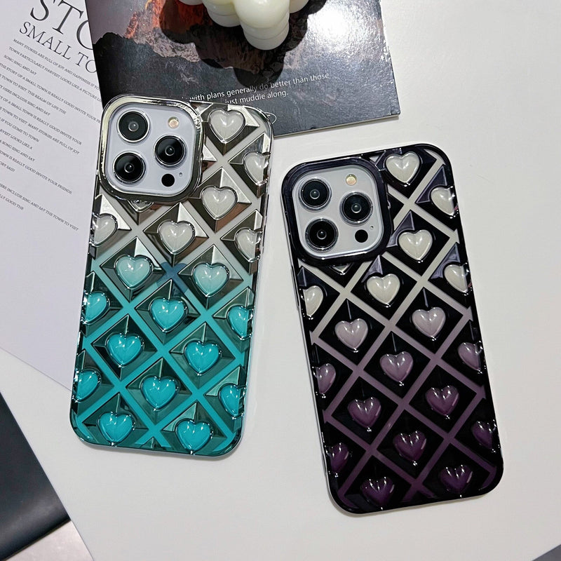 3D Hearts Gradient iPhone Case-Exoticase-