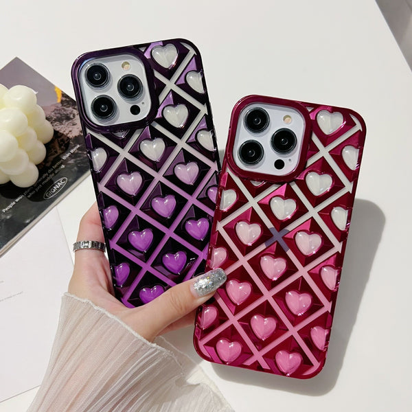 3D Hearts Gradient iPhone Case-Exoticase-